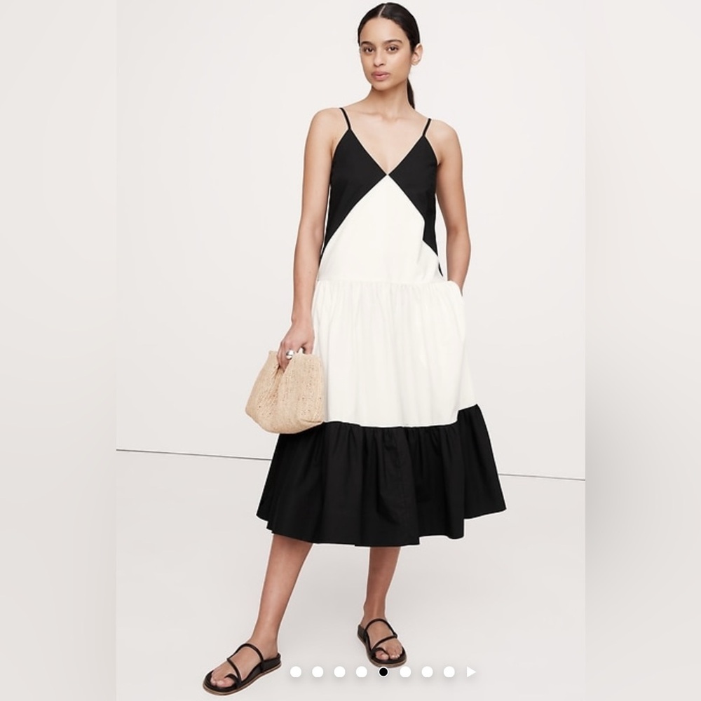 NWT Banana Republic Medium Cotton PoplinTiered MIDI Dress